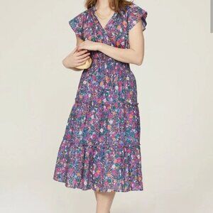 Rails Women's Size Small Amellia Dress Floral Midi Elastic Waist